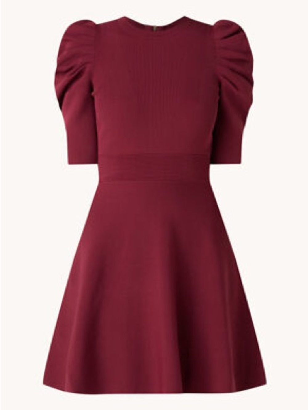 Ted Baker LLORNA Burgundy Puff Sleeve Ribbed Knit Skater Dress Ted Size 5 US 12